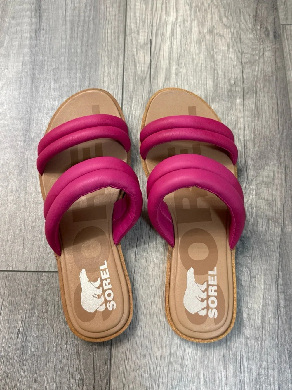 Sorel Women's Fuchsia Padded Double-Strap Slide Sandals